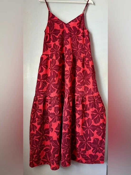 Women’s Tiered Maxi Dress - A New Day.. Burgundy Floral - Picture 4 of 6